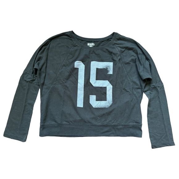 Bongo Dark Gray 15 Sweatshirt Juniors L Black Batwing Long Sleeve Terry Large - Picture 9 of 9